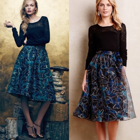 Moulinette Soeurs Dresses & Skirts - Moulinette Soeurs Anthropologie Midnight Butterfly Organza Skirt Size 4